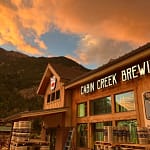 sunset view of Cabin Creek Brewery