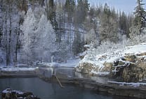 steaming water at Strawberry Park Hot Springs in winter