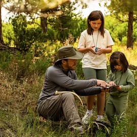 professional hiking guide with kids