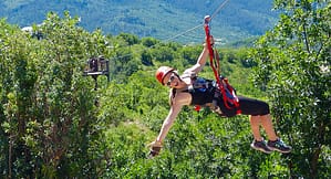 Having fun ziplining with Steamboat Zipline Adventures