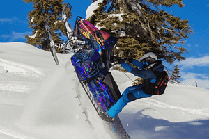 Snowmobile riding in the back country of Steamboat Springs