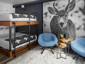 bunk room at the Gravity Haus Hotel in Breckenridge Colorado