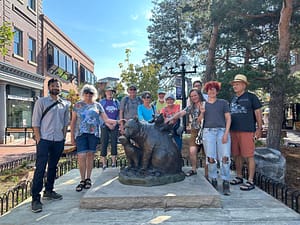 group taking a Public Art walking group tour in Boulder Colorado