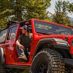 red jeep in Estes Park