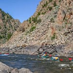 floating the river in an inflatable kayak