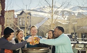 friends dining outdoors in Breckenridge Colorado