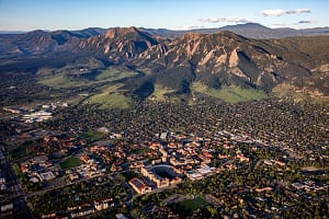 arial view of Boulder Colorado