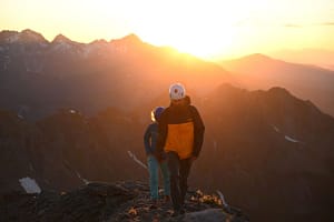 Hiker at sunrise in Telluride Colorado