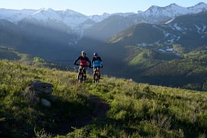 two mountain bikers in Telluride