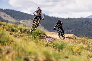 Mountain biking hard on the trail in Colorado