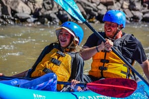 having fun kayaking on the river in Colorado