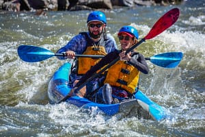 kayaking on the river in Colorado