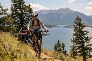 Mountain Biker along Lake Dillon in Breckenridge