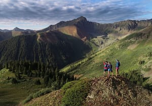 hikers above tree line in Telluride Colorado