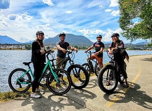 group e biking around lake estes