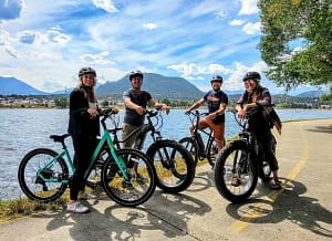 group e biking around lake estes