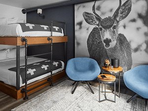 bunk room at the Gravity Haus Hotel in Breckenridge Colorado