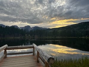 Evening view of sprague lake in Rocky Mountain National Park
