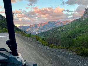 sunset OHV ride in Ouray Colorado