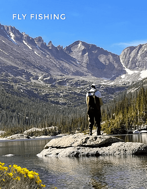 Man fly fishing in Rocky Mountain National Park